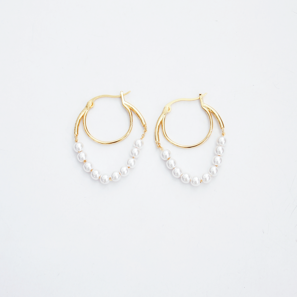 Freshwater Pearl Earrings|Real Pearls, Metal-friendly, 18K, Simple, Elegant