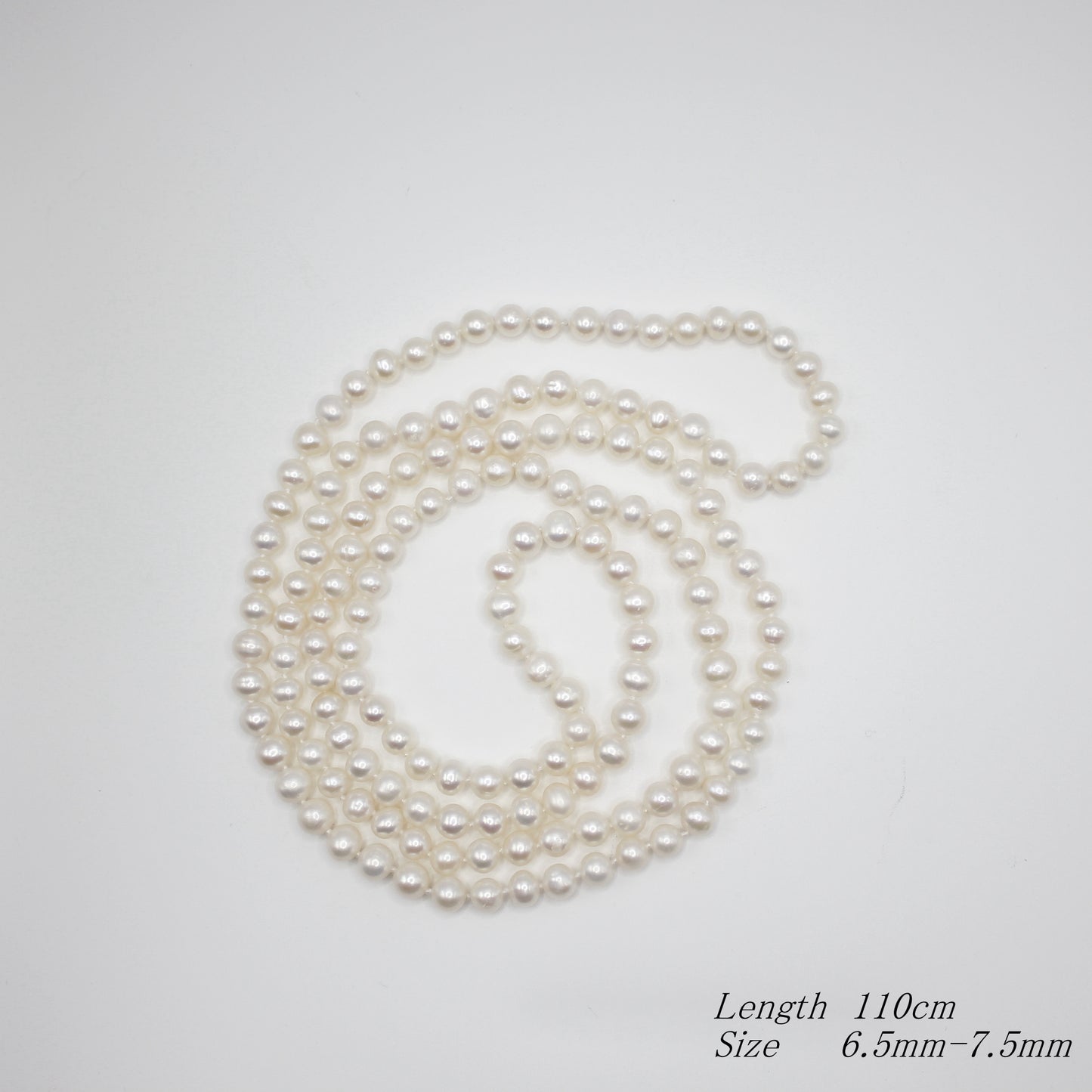 Semi-circular Pearl Necklace|Long Necklace|No Buckle