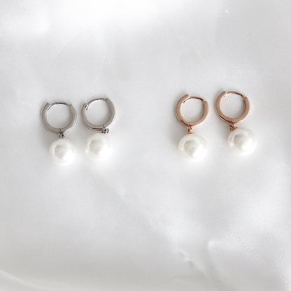 Gold and Silver Pearl Earrings 7-8mm