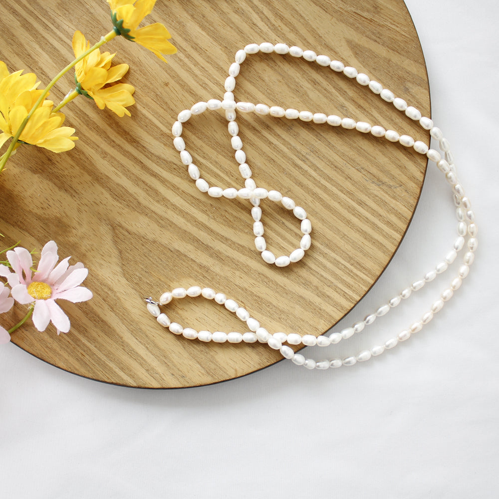 Meter-shaped Pearl Necklace|Long Necklace|With Buckle